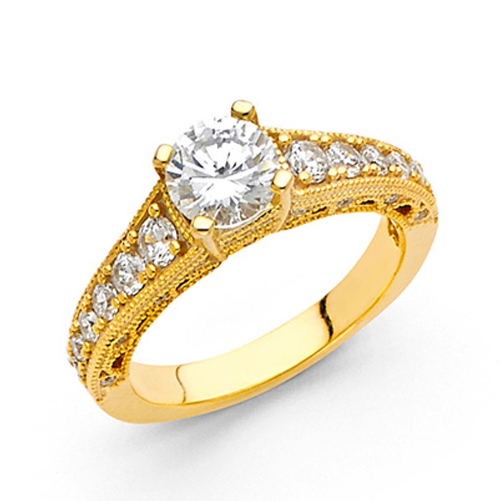 4-Prong Round Basket-Set & Pave Side CZ Wedding